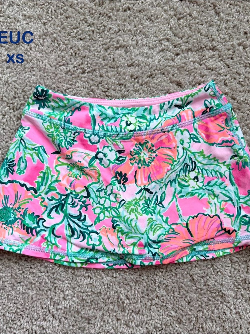 Lilly Pulitzer Girls Pink Floral Skort with Green Accents
